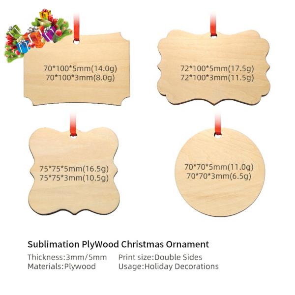 Plywood Wooden Hanging Ornament Personalised Hanging Christmas Tree Decoration For Sublimation Heat Transfer