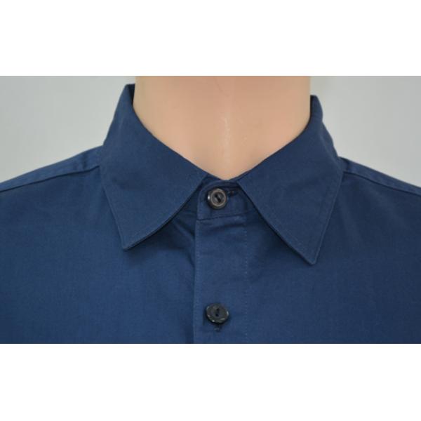 Men's 100% Cotton Twill Custom Work Shirts Short Sleeve Dark Blue Chest Pockets