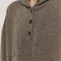                  Oversize Women Hoodies Solid Color Relaxed Hoodie Custom Logo Fashionable Ladies Button Front Hoodies             