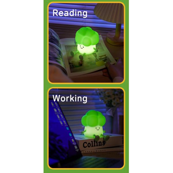 Cute dessin animé brocoli pour accompagner les enfants à dormir lumière de nuit de silicone lampe de lit rechargeable légumes