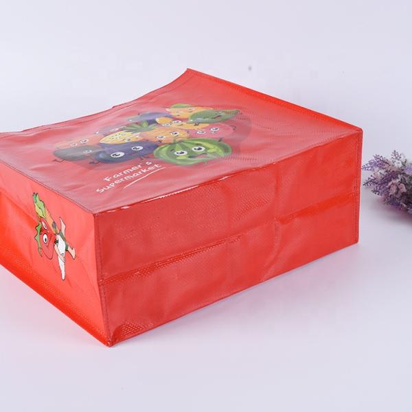 Lightweight Polypropylene Reusable Grocery Bag , Folded Plastic Woven Shopping Bag