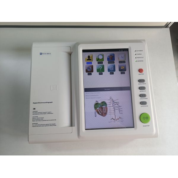Medical Electrocardiogram Printer Software Touch Screen Laptop with Channels Leads ECG Power Source Electric Material