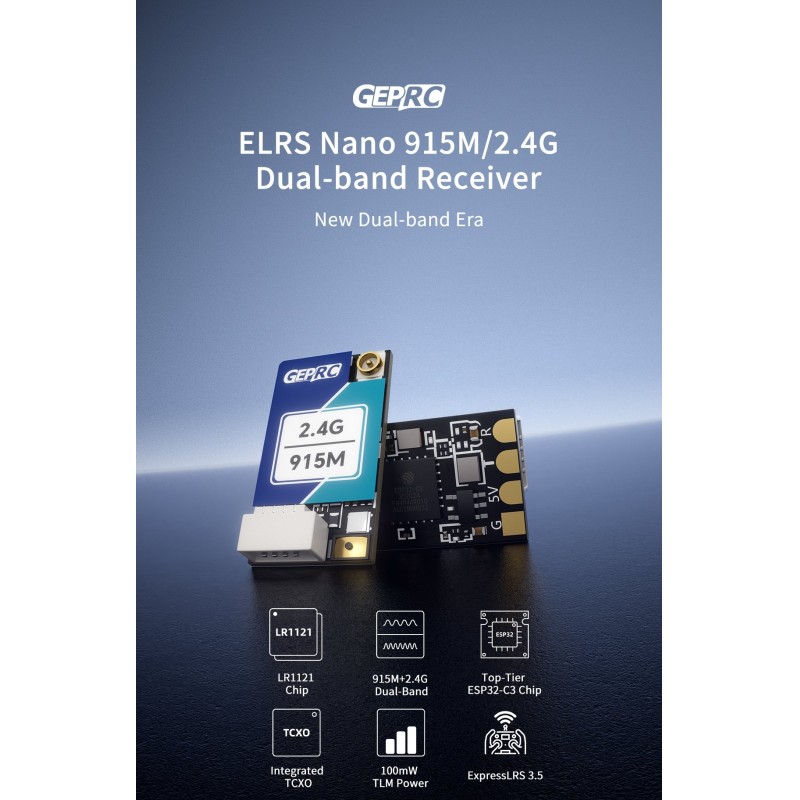 ELRS Nano 915M/2.4G Dual-Band Receiver Module 2.4GHZ 900MHZ RX Antanna for FPV Racing Drone Parts