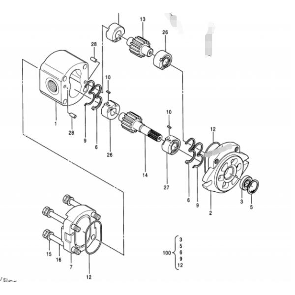 Hitachi Excavator EX200-5 Small Gear Pump 3055594 4276918