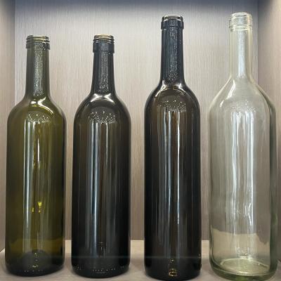 Bebidas industriais 750 ml Garrafas redondas de vinho de Bordeaux com tampas de cortiça