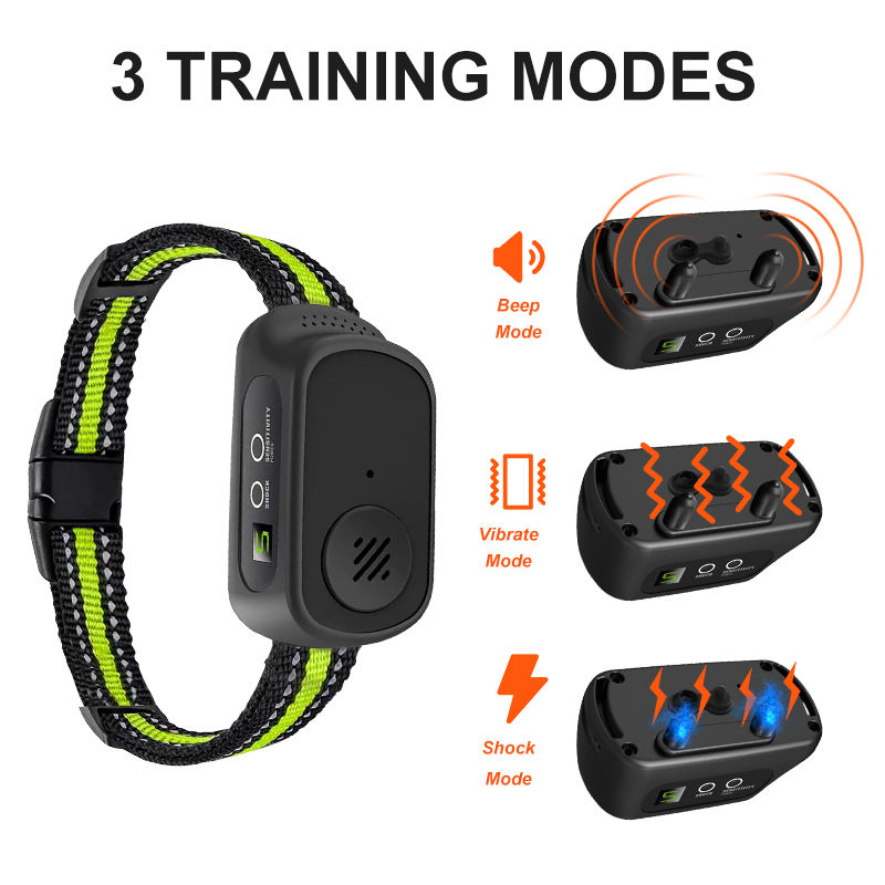 Hot Seller Rechargeable Plastic IP67 Waterproof Electric Shock Vibration Bark Control Dog Voice Activated Anti-Bark Training
