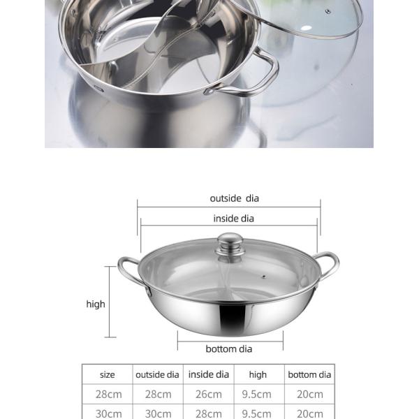 High Quality Induction Cooking Pot 304 Stainless Steel Hot Pot Kitchen Soup Pots With Glass Lid