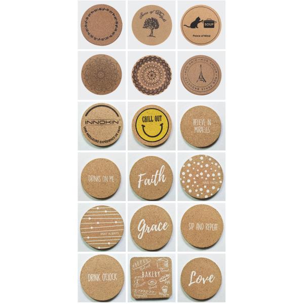 Table Decoration Accessories Must-Have Eco-Friendly Wood Cup Mat Custom Cork Coasters