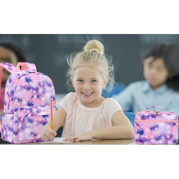Fish Scale Design Girls School Backpack Unicorn Children school Backpack
