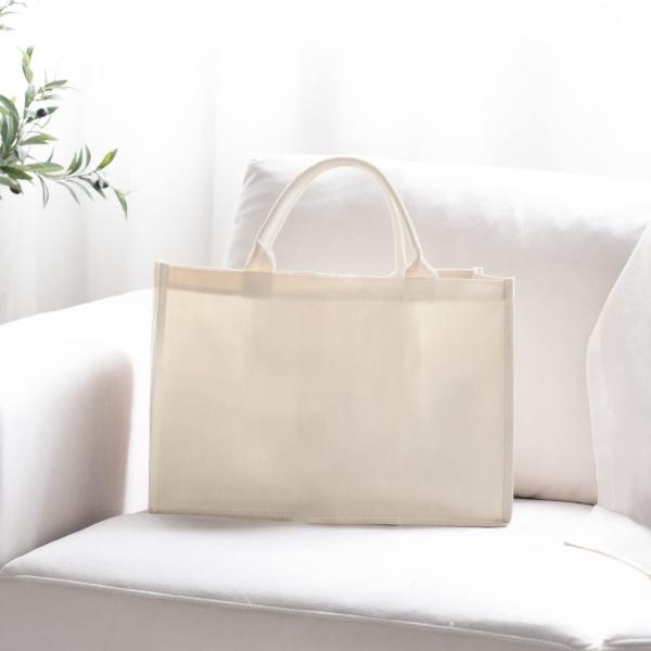 Bag Square Shape Laminated Waterproof Canvas Cotton Shopping Tote Beach Bag for Promotion
