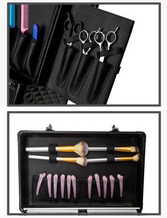 Professional Aluminium Hairdressing Tool Box , Universal Wheel Rod Hairdresser Box