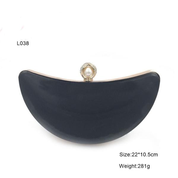 Moon boat shape gold wallet box clutch purse bag metal frame for handbag