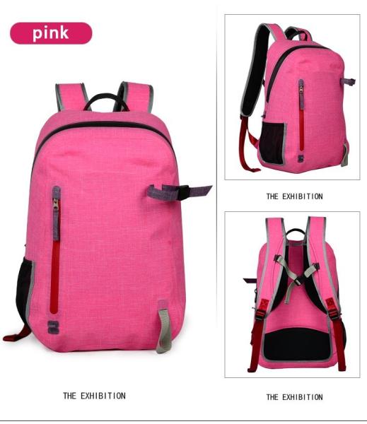 Pink Outdoor Dry Bag Backpack Portable Customized Logo 30.5cm*48cm*15cm