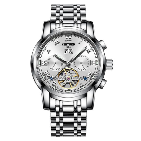 KINYUED  Sliver Stainless Steel Mechanical Watch  Long Service Span