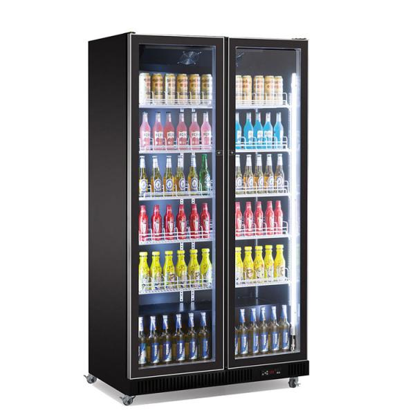 Double Door Upright Display Fridge Bar Cold Drink Beer Display Cooler With LED Lights