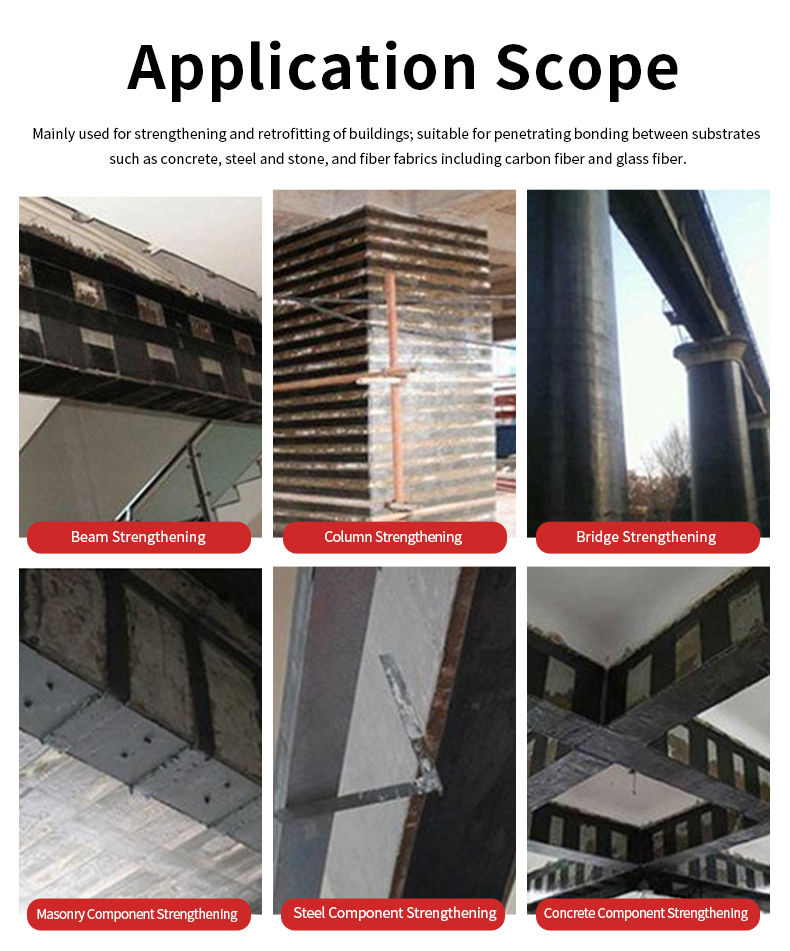 High Quality Grade-A Epoxy Carbon Fiber Cloth Adhesive Carbon Fiber Reinforced Epoxy CFRP Epoxy for Construction Reinforcement