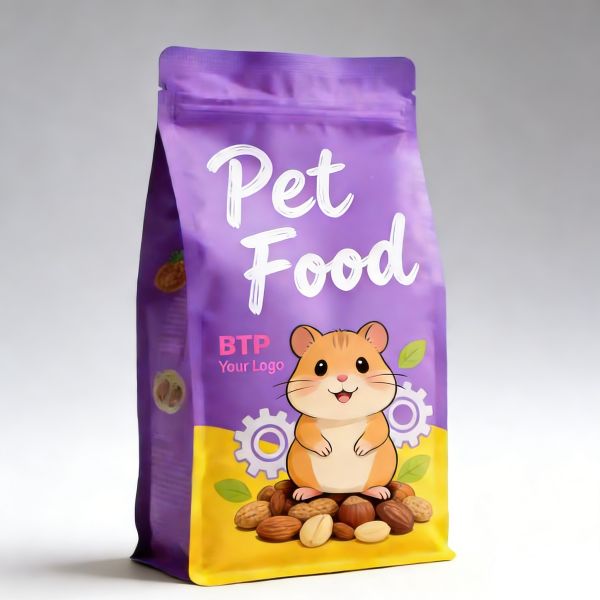 MOQ 100pcs Custom-Printed Moisture Proof Food Grade Flat Bottom Gusset Stand up Pouch Resealable Zipper for Dry Pet Food & Snack