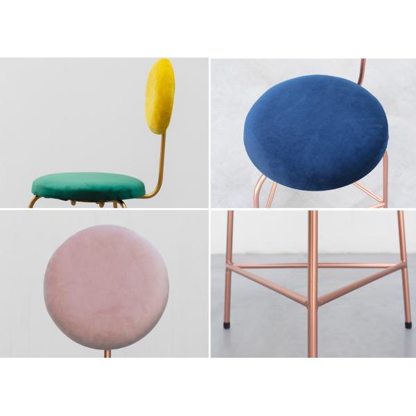 Velvet Multi Colored Upholstered Dining Chairs Metal Frame With Triangle Legs