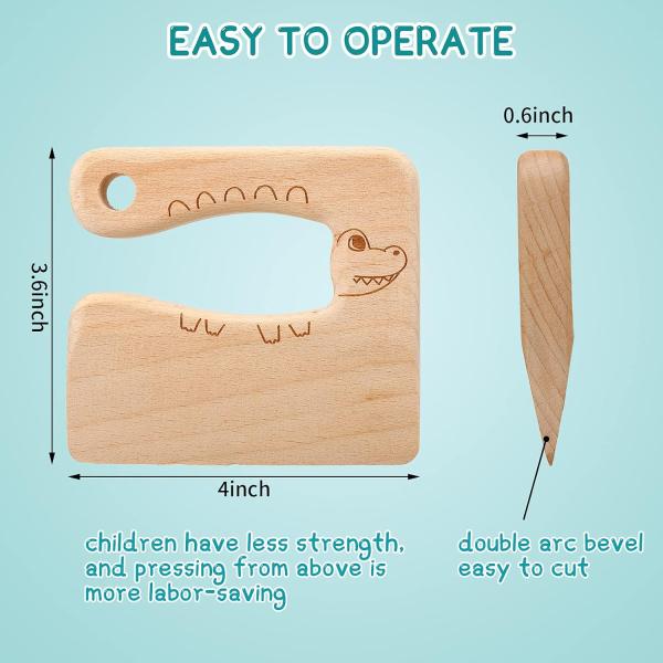 Wood Material Kitchen Tools 2-Piece Kids Knife Set for Cooking and Cutting Veggies Fruits