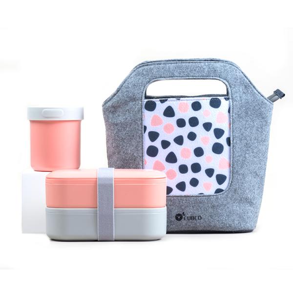 Kid Friendly Eco Plastic BPA Free Lunch Box with Cutlery in 2 Layer Storage Container
