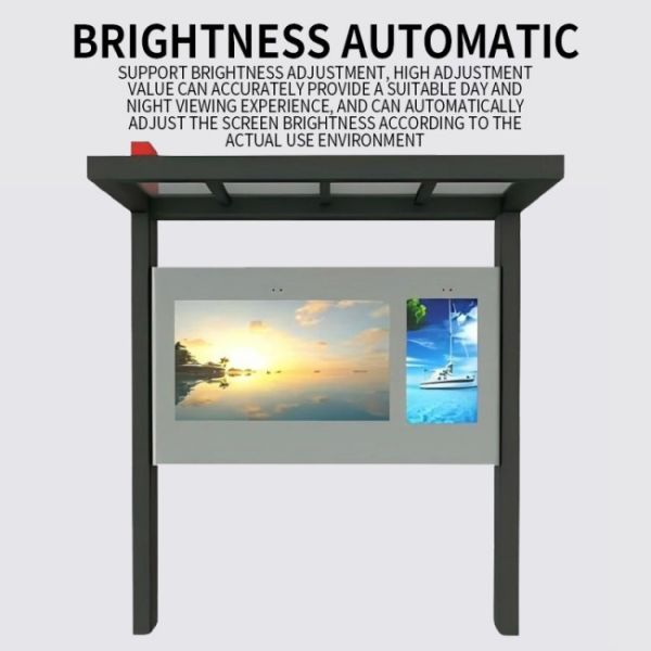 65+43 inch dual screen sun protection column canopy outdoor lcd kiosk