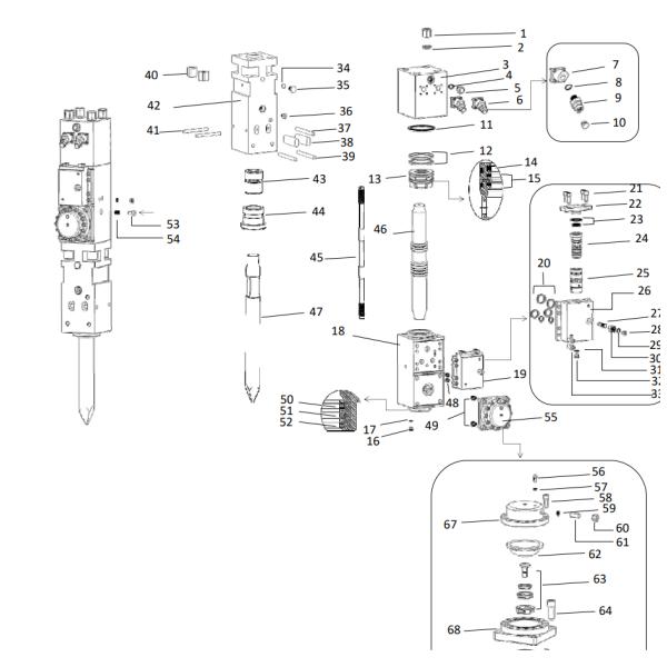Hydraulic Excavator Breaker Parts Front Head Cylinder Back Head