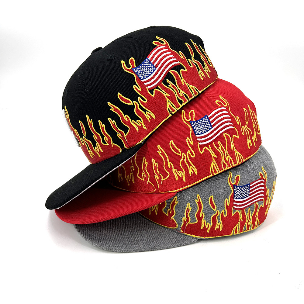 Flat Brim 3D Embroidery Snapback Hats Custom Logo Sports Men Women Adjustable Baseball Cap