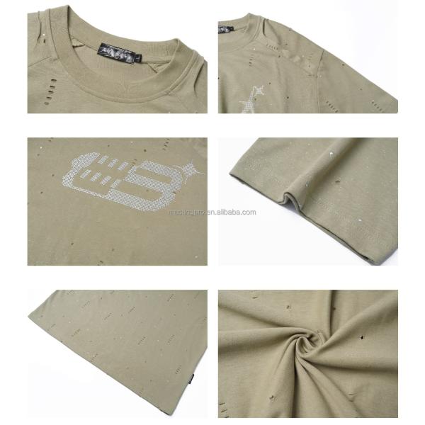 240Gsm Cotton Oversized Glitter T Shirt For Men Patchwork Raglan Sleeve