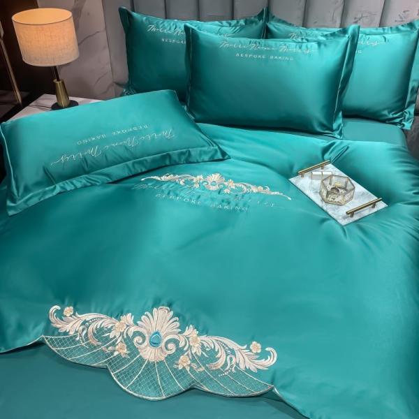 125gm bordado de seda lavada 4pcs ropa de cama conjuntos tamaño rey colecciones de estilo europeo