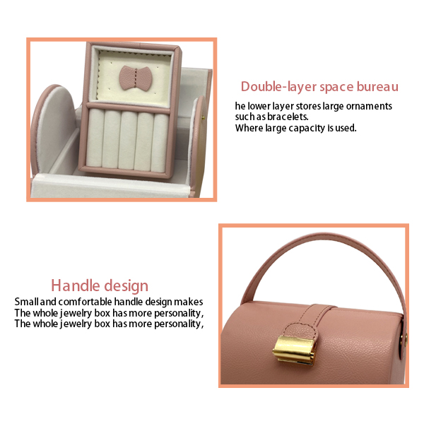 розовый портативный случай хранения PU коробки дисплея ювелирных изделий кожаный
