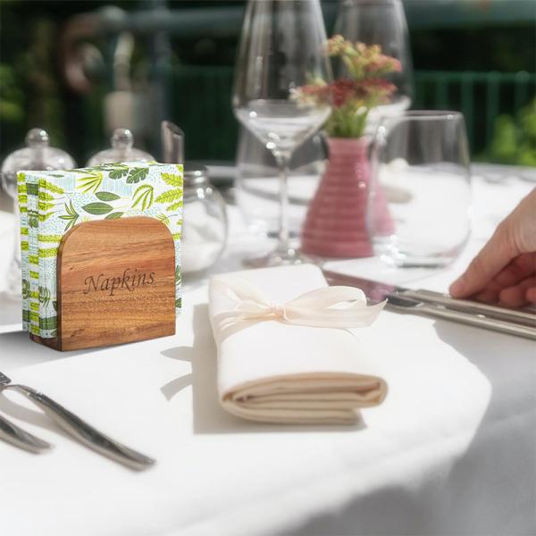 Bamboo Napskin Holder For Table Upright Napkin Dispenser Perfect For Indoor And Outdoor
