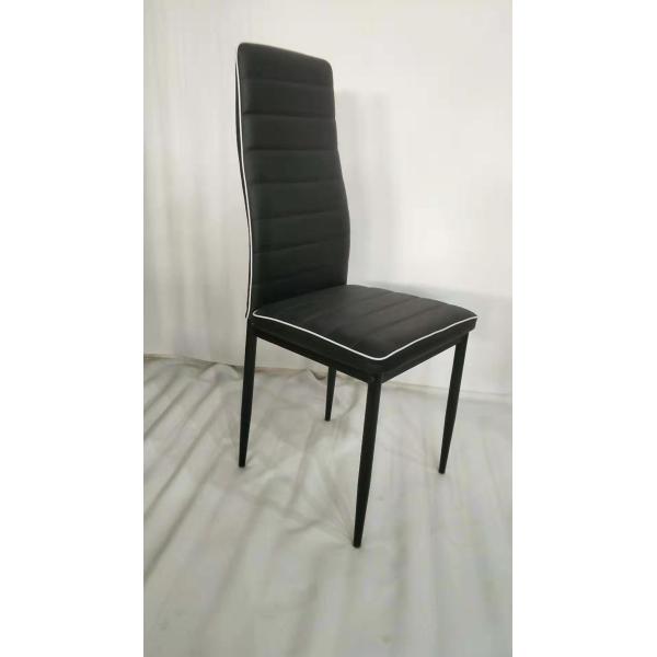 Simple Style Leather Upholstered Dining Chair , Black Velvet Dining Chair Steel Tube