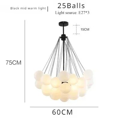 Glasses Bubble Chandeliers Nordic Frosted Glass Gold Black Pendant Light （WH-AP-669）