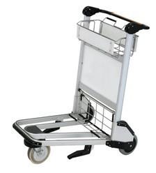 Unfolding Airport Luggage Carts , Airport Baggage Cart Silver High Strength Aluminium Alloy