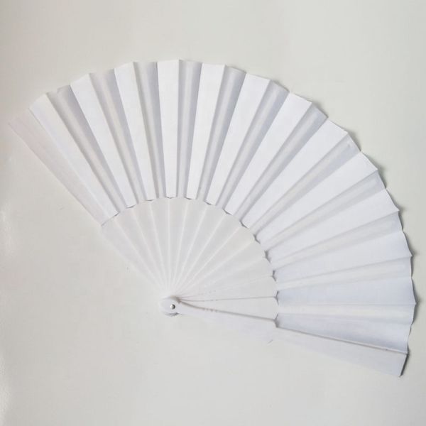 [I AM YOUR FANS] Sufficient Stock White Fabric Wholesale Summer Solid Color Plastic Promotional Hand Fan