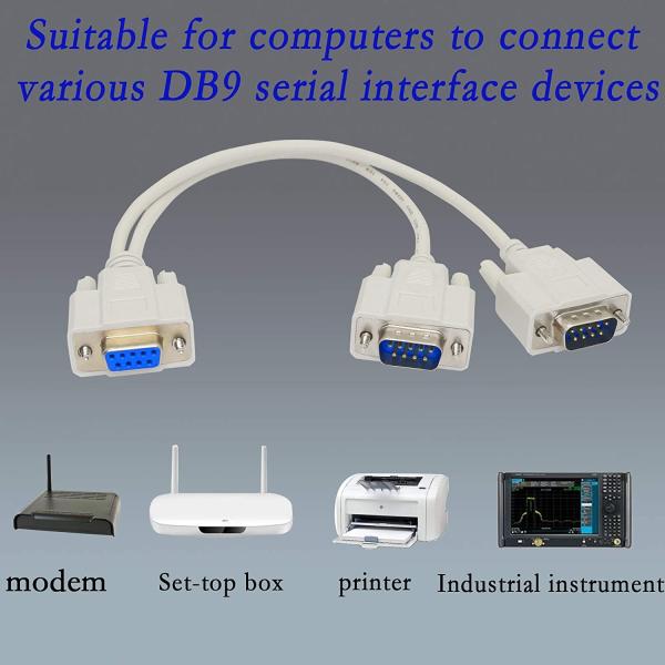 DB9 Y Splitter RS232 RJ45 Cable 30cm 9 Pin 1 Female To 2 Male Serial