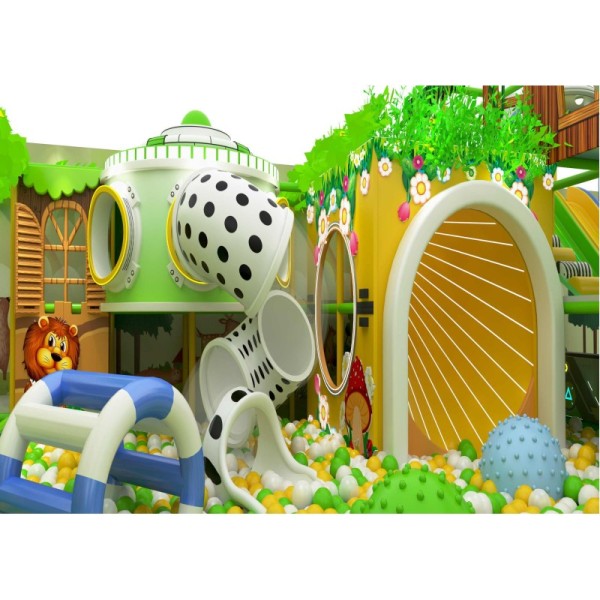 Custom Pastel Macaron Indoor Entertainment Park Light Luxury Cartoon Style 6 in 1 Family Play Zones System