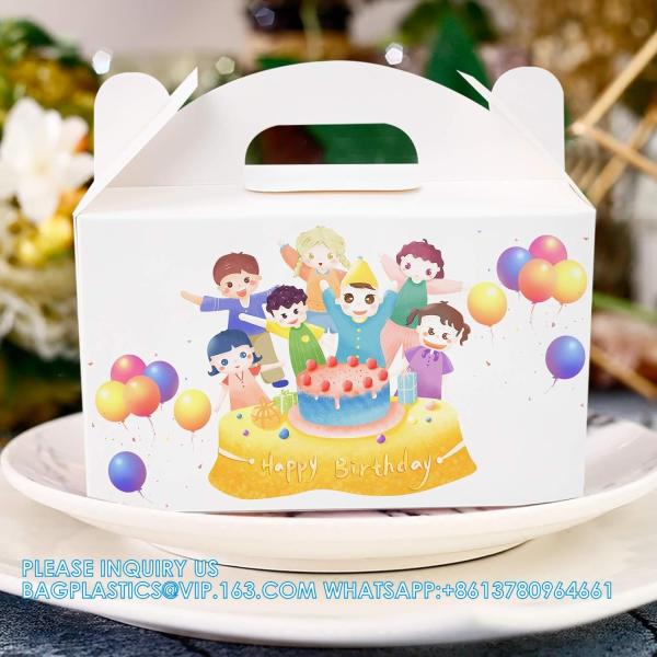 Party Favor Treat Boxes, Goodie Boxes, Gable Paper Gift Boxes With Handles. Rainbow Party Decoration Supplie
