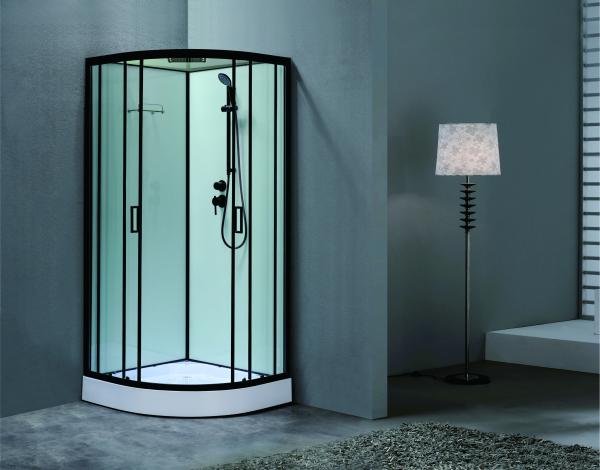 Luxrious Shower Room With Matt Black Profile And Tempered Glass For Mordern
