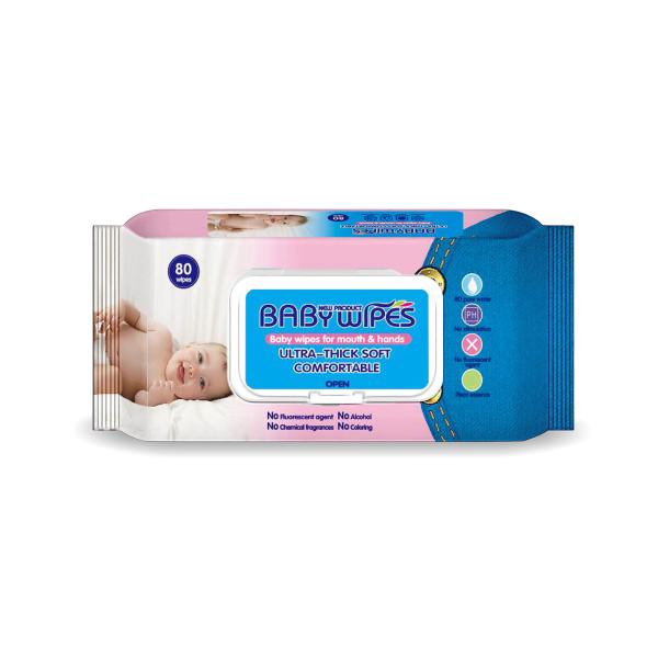 Младенец Nonwoven Spunlace коробки дисплея влажное обтирает 80pcs