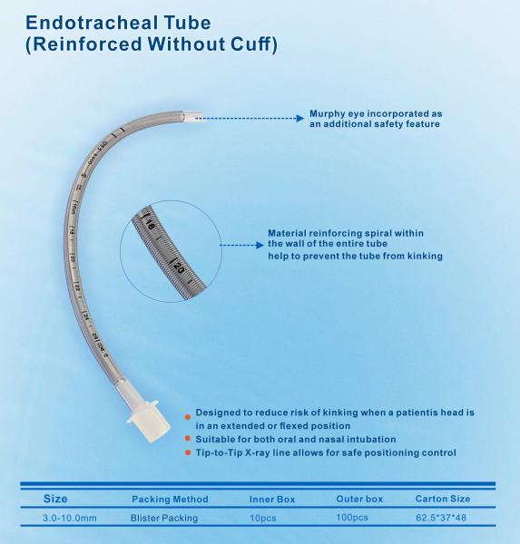 Équipement médical en latex en latex en PVC Cuffé / non enfile 2,0-10,0 mm Utilisation pédiatrique du tube endotrachéal 2,0 à 10 mm