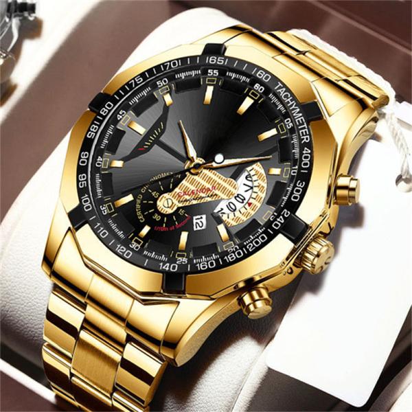 Men'S Analogue Chronograph Watch Stainless Steel Luxury Quartz Movt Watches