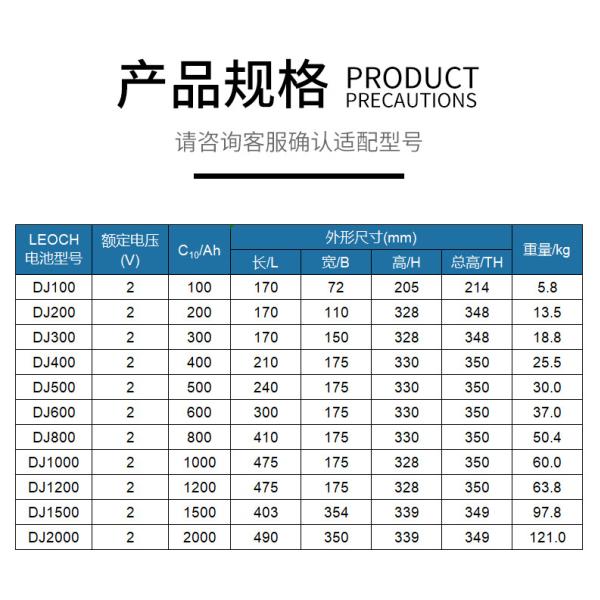 Leoch DJ1000 Свинцово-кислотный аккумулятор 2V1000Ah Для хранения солнечной энергии Система безопасности питания