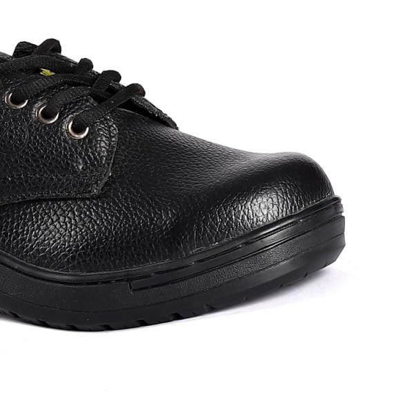 Black Lace up Leather Mesh Metal PU Sole Enhanced Protection Comfort EVA Brand Safety Shoes
