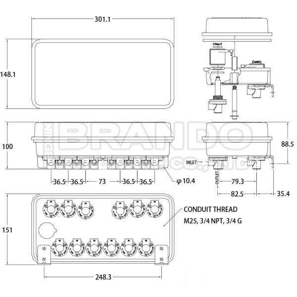 3-12V10 GOYEN Type Remote Pilot Solenoid Valve Box Enclosure RCA3-12V10