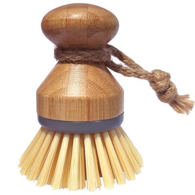 Escova de limpeza de bambu 8*4.5cm do prato do sisal da escova de líquido de limpeza do utensílio da faia