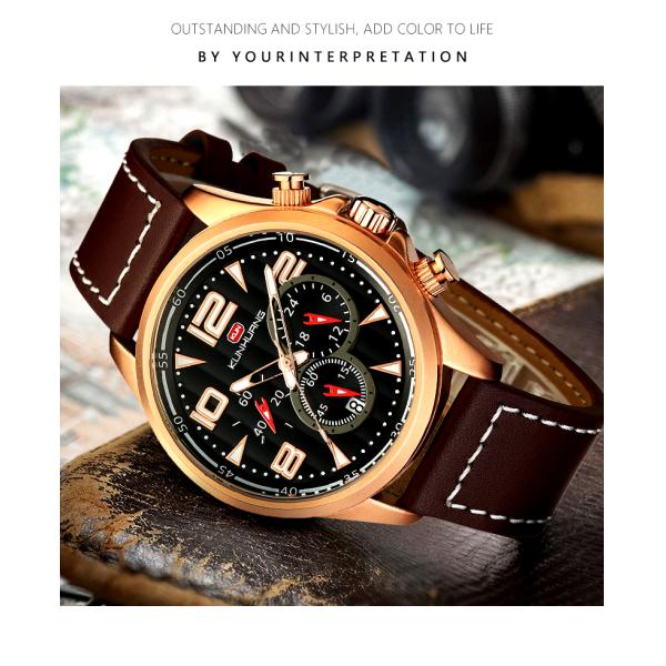Leather Band Anolog Display 3 ATM Precision Quartz Watch