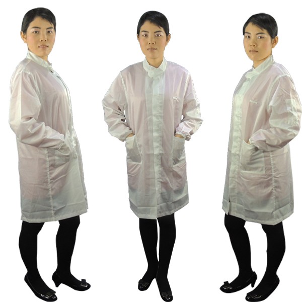 CE SGS 98% Polyester 2% Conductive Carbon Fibre ESD Lab Coat