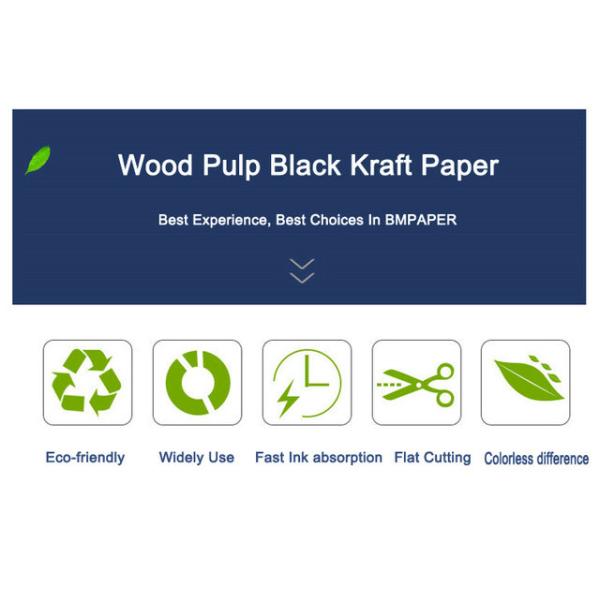 100% Virgin Pulp Solid 350gsm Black Kraft Paper For Packing