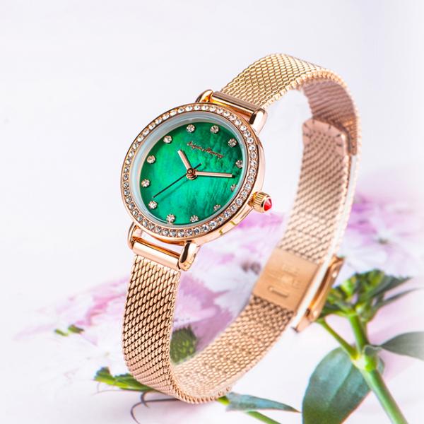 Round Japan Movt Gold Watch 32mm Mesh Belt Waterproof Quartz